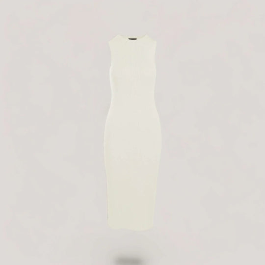 CELINE | Sleeveless Crew-Neck Rib Long Dress | COLOR: IVORY |3D Knitted by ALLTRUEIST