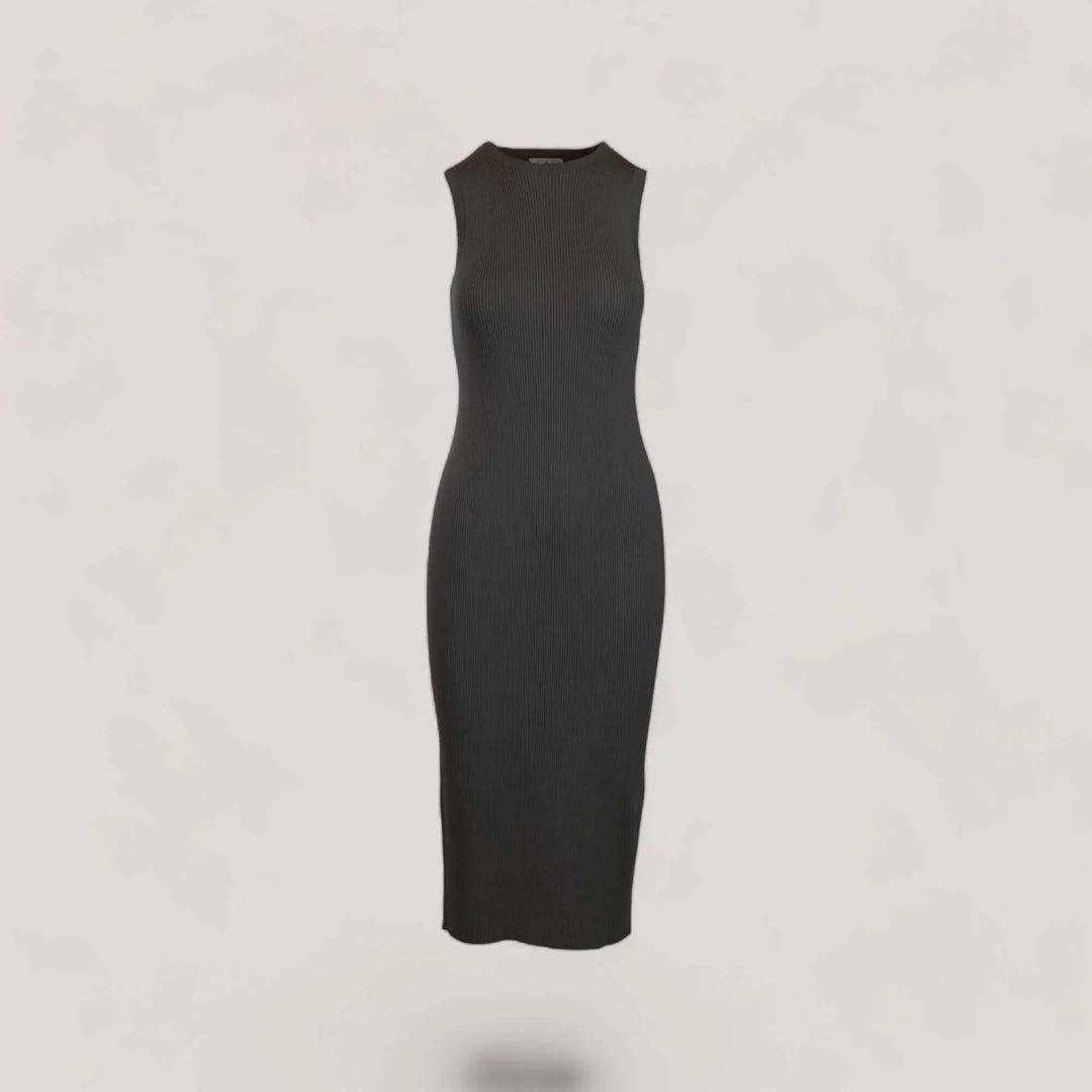 CELINE | Sleeveless Crew-Neck Rib Long Dress | COLOR: SLATE GREY |3D Knitted by ALLTRUEIST