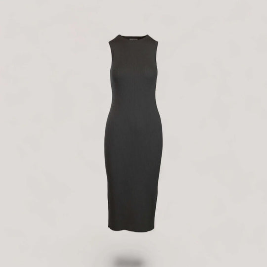 CELINE | Sleeveless Crew-Neck Rib Long Dress | COLOR: SLATE GREY |3D Knitted by ALLTRUEIST