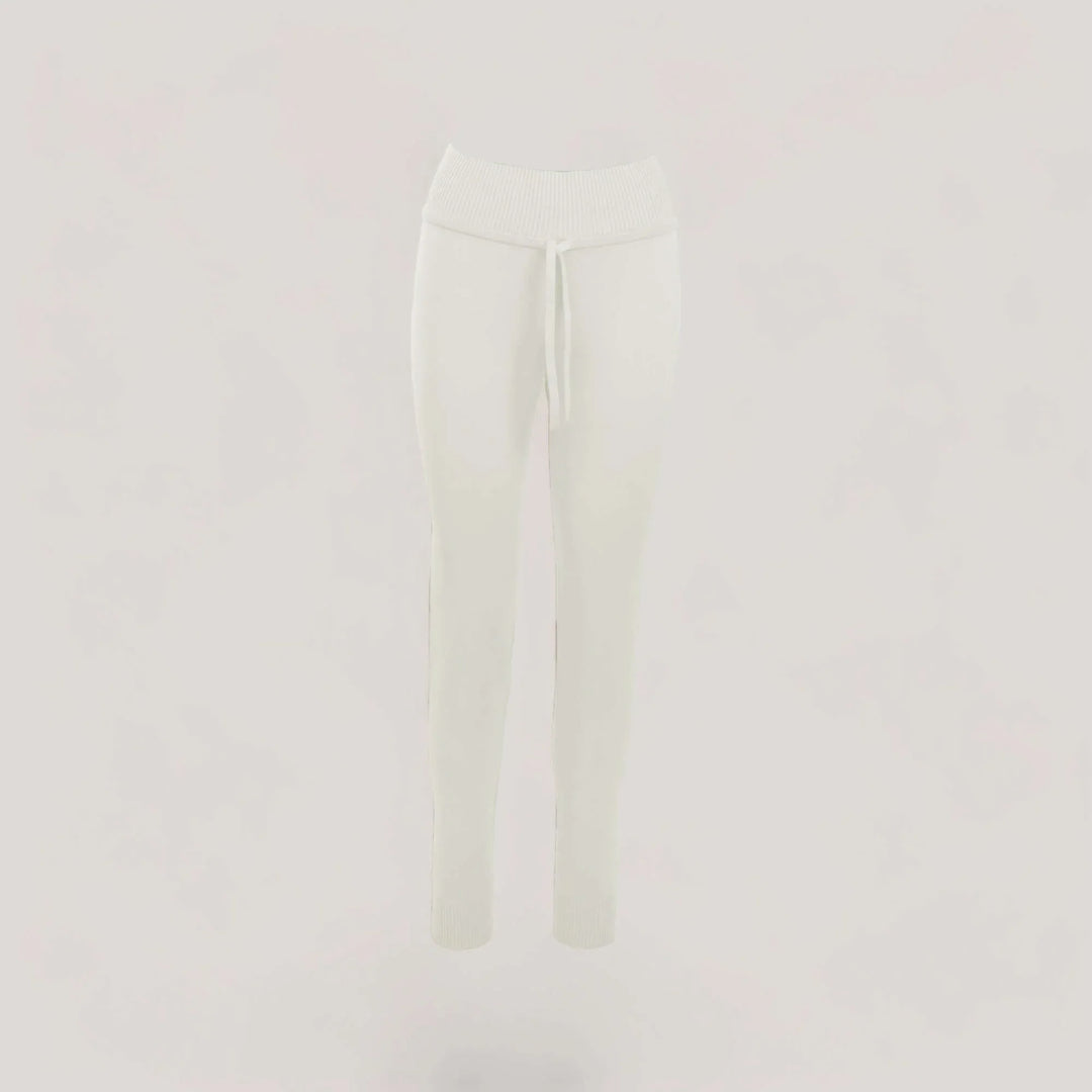 CHARLOTTE | High-Waisted Drawstring Sweatpants | COLOR: IVORY |3D Knitted by ALLTRUEIST