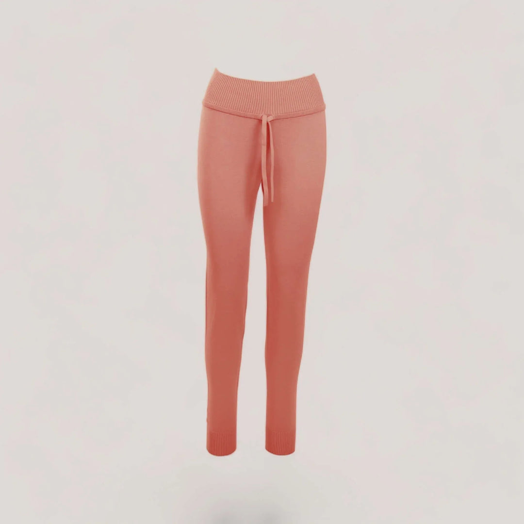 CHARLOTTE | High-Waisted Drawstring Sweatpants | COLOR: PEACH |3D Knitted by ALLTRUEIST