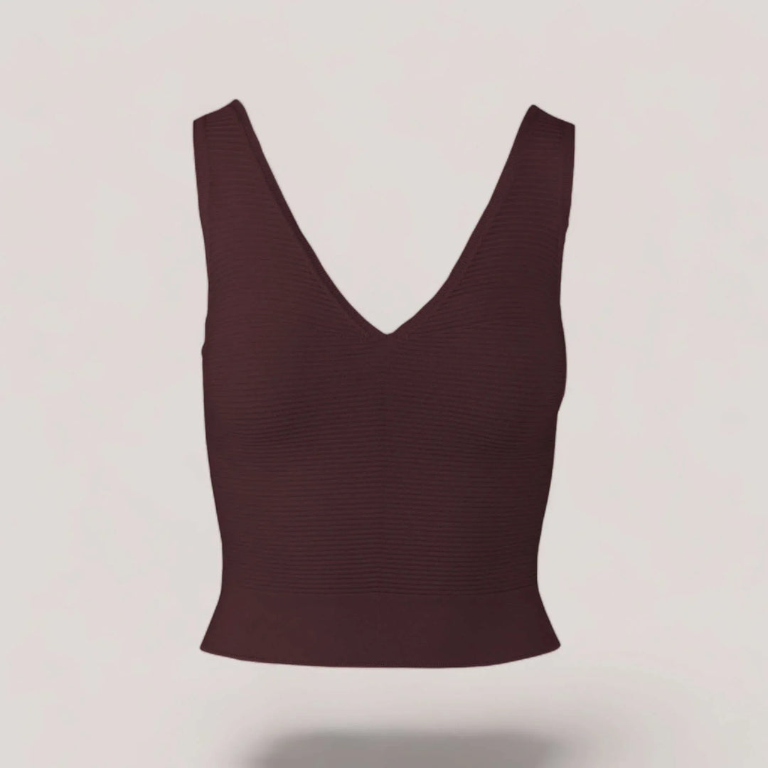 CLARET | V-Neck Tank Top | COLOR: BORDEAUX |3D Knitted by ALLTRUEIST