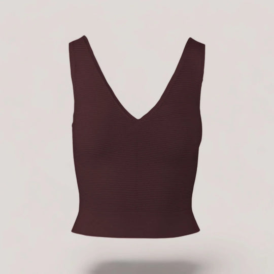 CLARET | V-Neck Tank Top | COLOR: BORDEAUX |3D Knitted by ALLTRUEIST