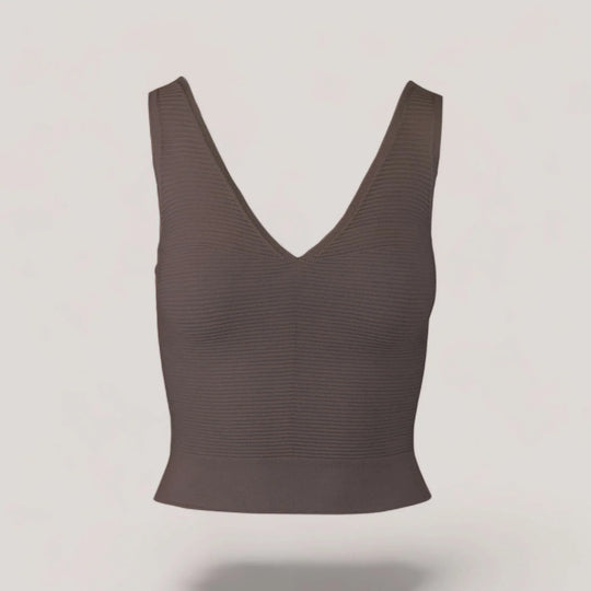 CLARET | V-Neck Tank Top | COLOR: BROWN |3D Knitted by ALLTRUEIST
