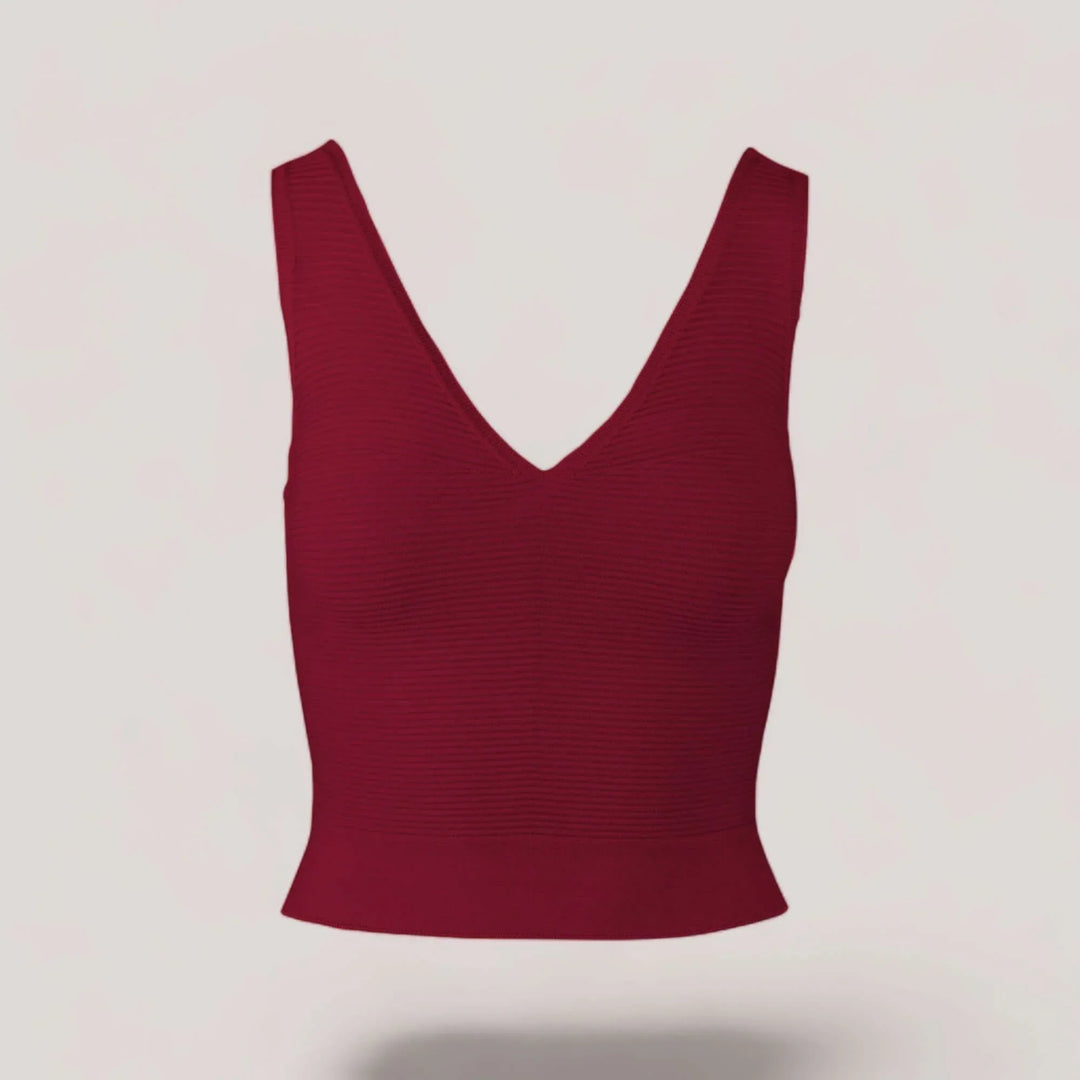 CLARET | V-Neck Tank Top | COLOR: CRIMSON |3D Knitted by ALLTRUEIST