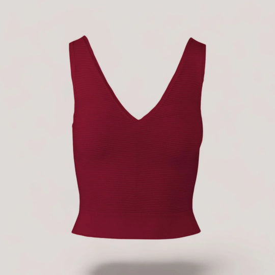 CLARET | V-Neck Tank Top | COLOR: CRIMSON |3D Knitted by ALLTRUEIST