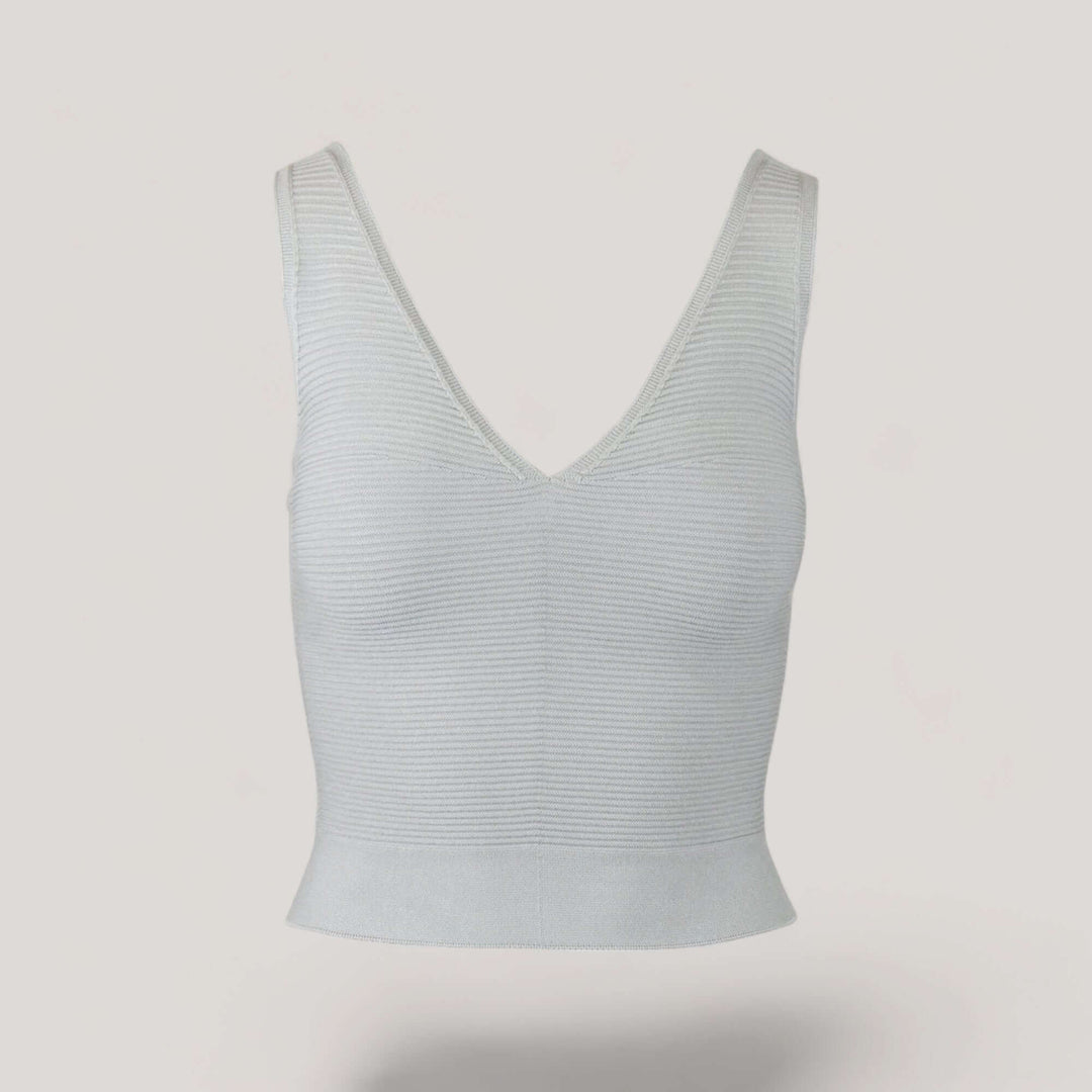 CLARET | V-Neck Tank Top | COLOR: LIGHT HEATHER GREY |3D Knitted by ALLTRUEIST