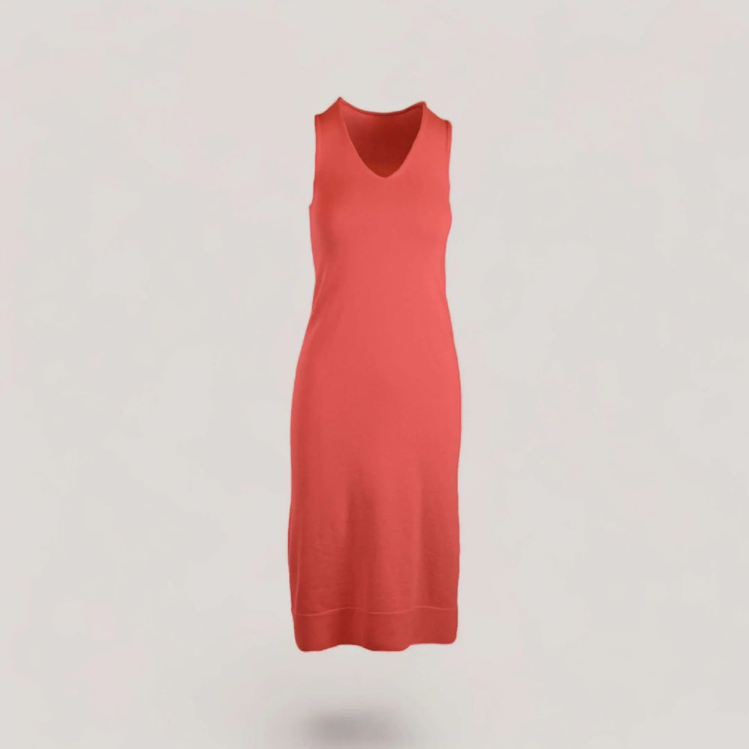 BROOKE | Egyptian Cotton Sleeveless Dress | COLOR: CORALLO |3D Knitted by ALLTRUEIST