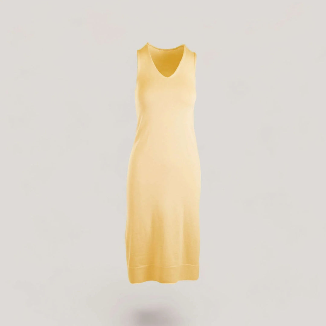 BROOKE | Egyptian Cotton Sleeveless Dress | COLOR: CREMA |3D Knitted by ALLTRUEIST