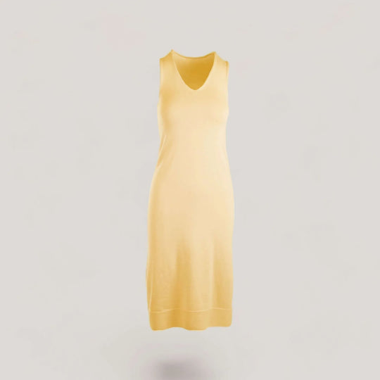 BROOKE | Egyptian Cotton Sleeveless Dress | COLOR: CREMA |3D Knitted by ALLTRUEIST