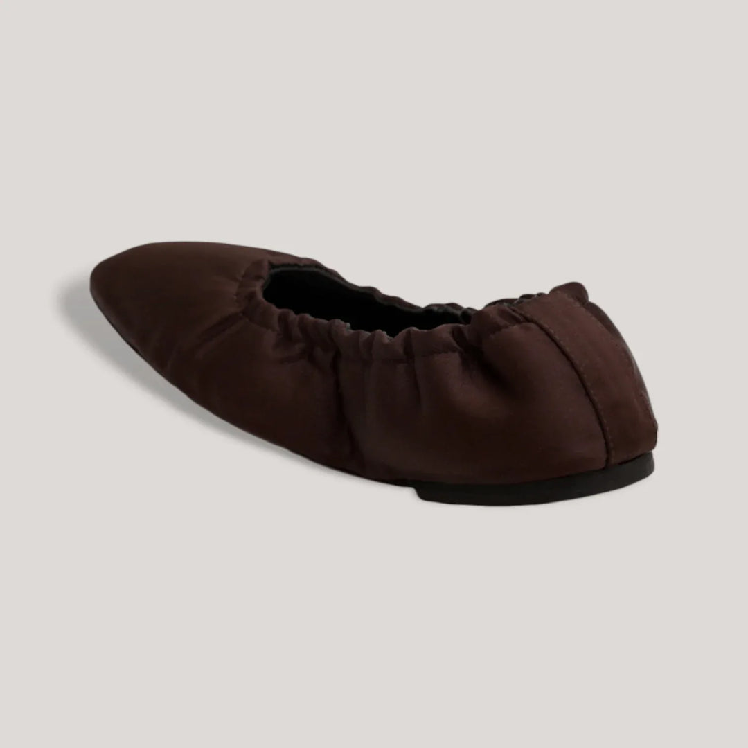 CARLA | Brown Satin - Ballet Flats