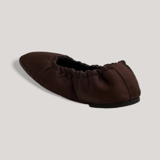 CARLA | Brown Satin - Ballet Flats