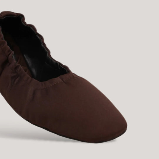 CARLA | Brown Satin - Ballet Flats