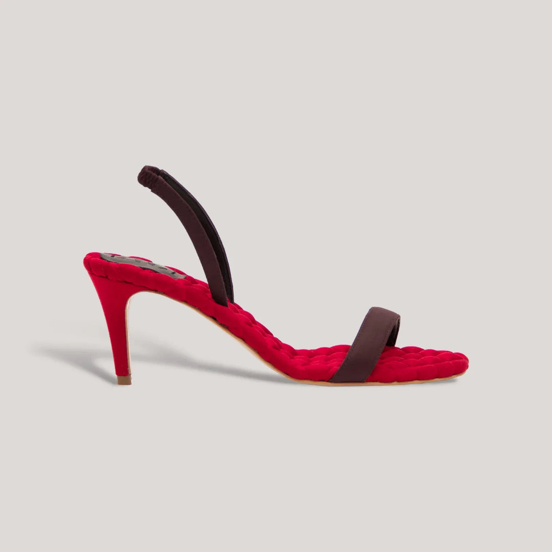 CLAUDIA | Bordeaux Satin Slingback Sandals | women's shoes | AERA | ALLTRUEIST