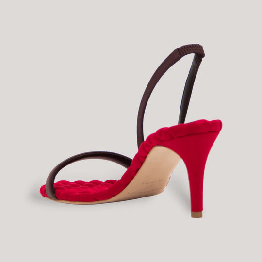 CLAUDIA | Bordeaux Satin Slingback Sandals | women&