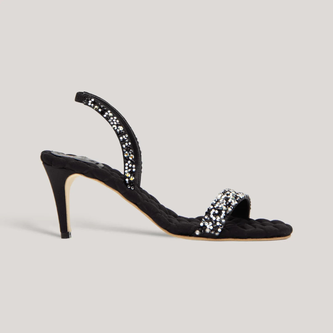 DIANA | Black Crystalized Satin Sandals | Vegan Women's Shoes | AERA | ALLTRUEIST