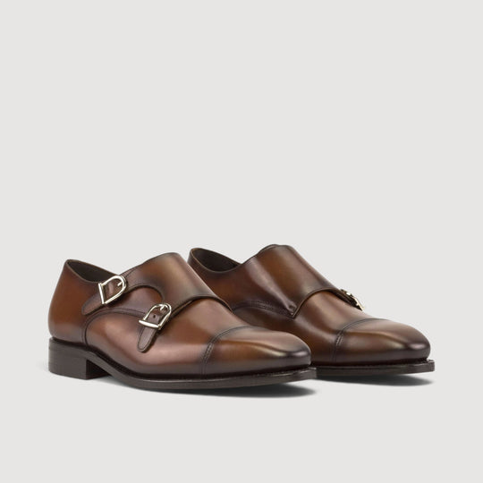 Double Monk Strap - Brown - Burnished Leather | Goodyear Welt