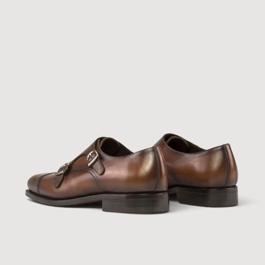 Double Monk Strap - Brown - Burnished Leather | Goodyear Welt
