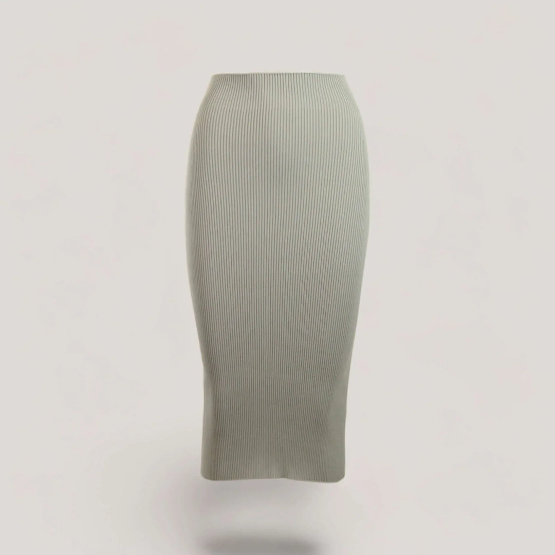 ELLERY | Ribbed High Waisted Midi Skirt | COLOR: CEMENT |3D Knitted by ALLTRUEIST