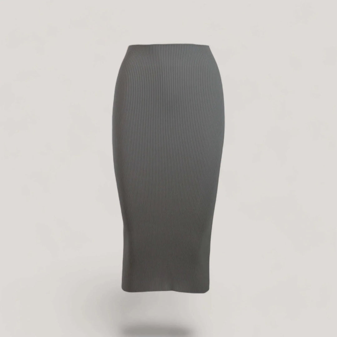 ELLERY | Ribbed High Waisted Midi Skirt | COLOR: CHARCOAL |3D Knitted by ALLTRUEIST