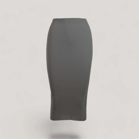 ELLERY | Ribbed High Waisted Midi Skirt | COLOR: CHARCOAL |3D Knitted by ALLTRUEIST