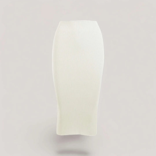 ELLERY | Ribbed High Waisted Midi Skirt | COLOR: IVORY |3D Knitted by ALLTRUEIST