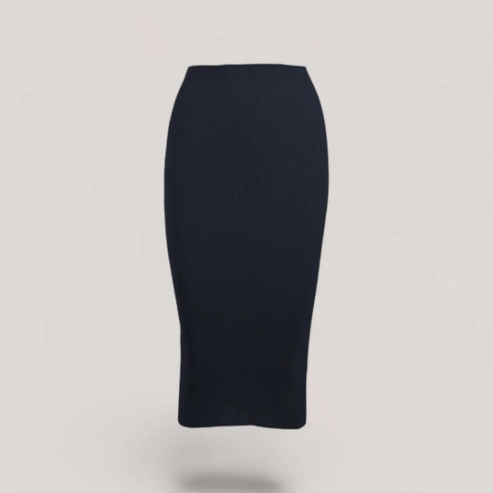 ELLERY | Ribbed High Waisted Midi Skirt | COLOR: NAVY, LODEN, MAGENTA, CEMENT, PEACH, BLACK, CHARCOAL, BORDEAUX, PEACOCK, SLATE GREY, LIGHT HEATHER GREY, CRIMSON, IVORY, LIGHT BLUE, WHITE |3D Knitted by ALLTRUEIST