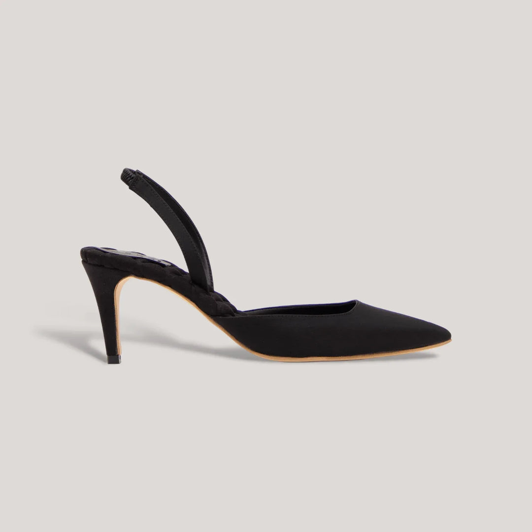 GABRIELLA | Black - Satin Slingback Pumps | women's shoes | AERA | ALLTRUEIST
