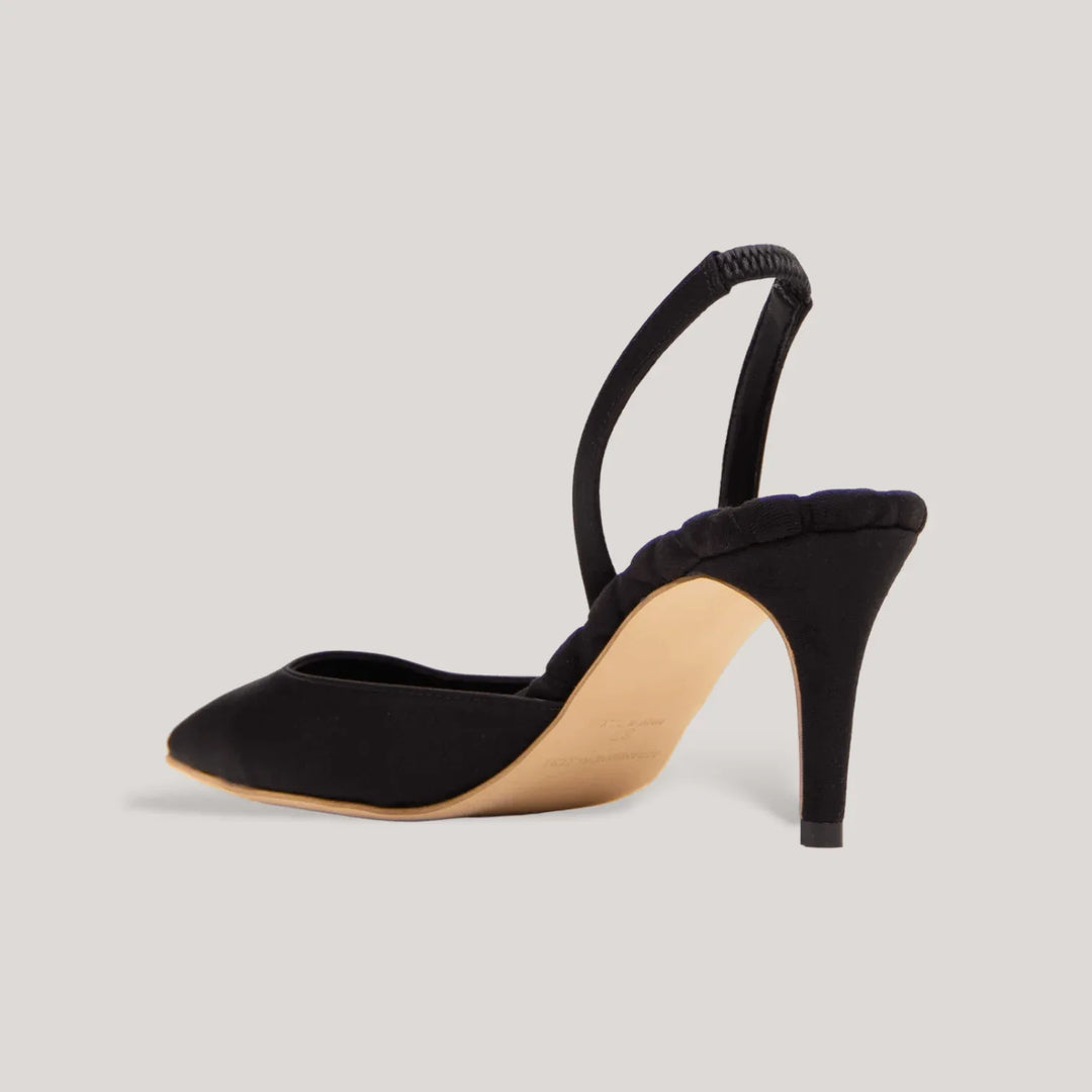 GABRIELLA | Black - Satin Slingback Pumps | women&
