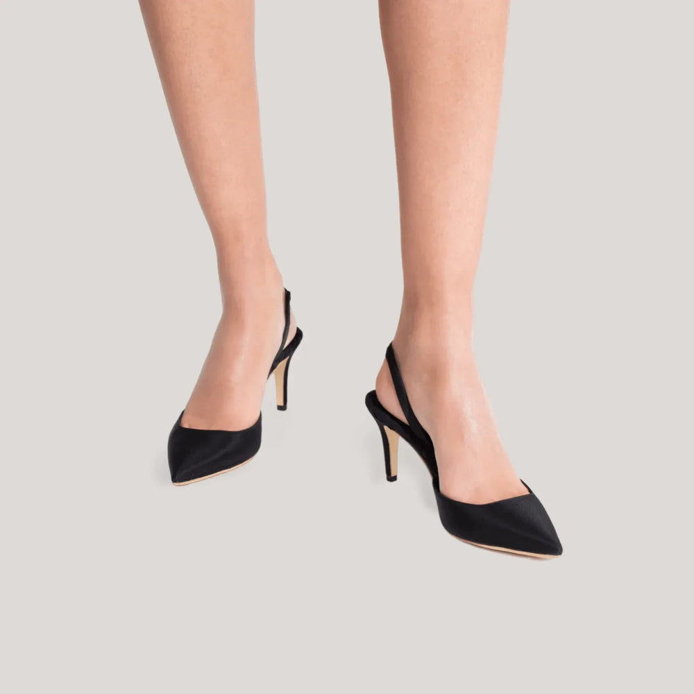 GABRIELLA | Black - Satin Slingback Pumps | women's shoes | AERA | ALLTRUEIST