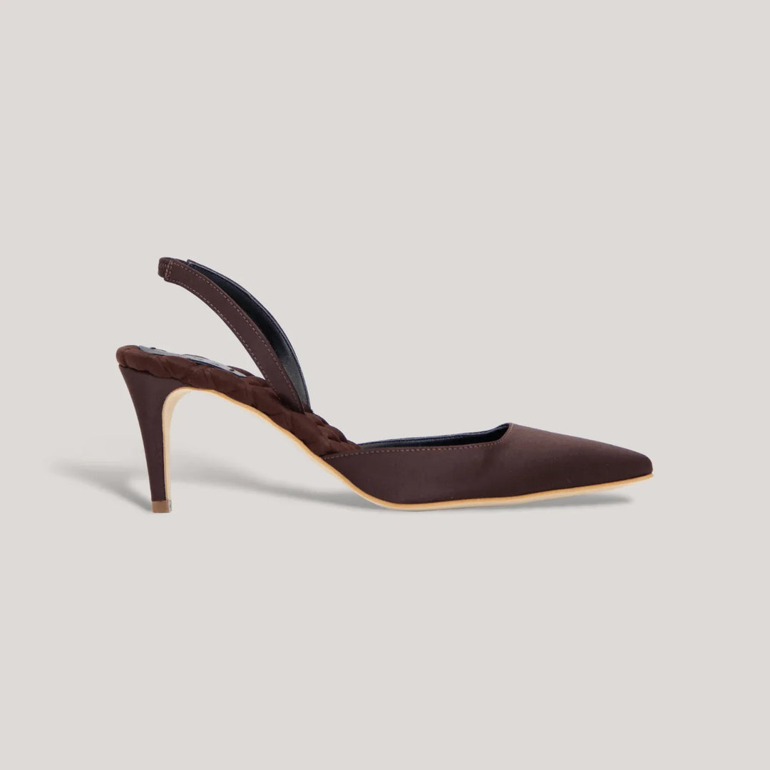 GABRIELLA | Brown - Satin Slingback Pumps | Women's Shoes | AERA | ALLTRUEIST