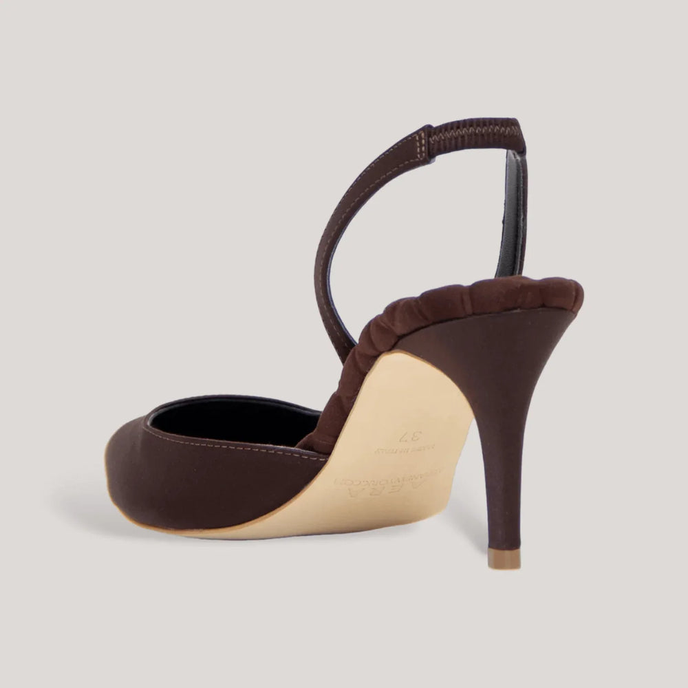 GABRIELLA | Brown - Satin Slingback Pumps | Women's Shoes | AERA | ALLTRUEIST