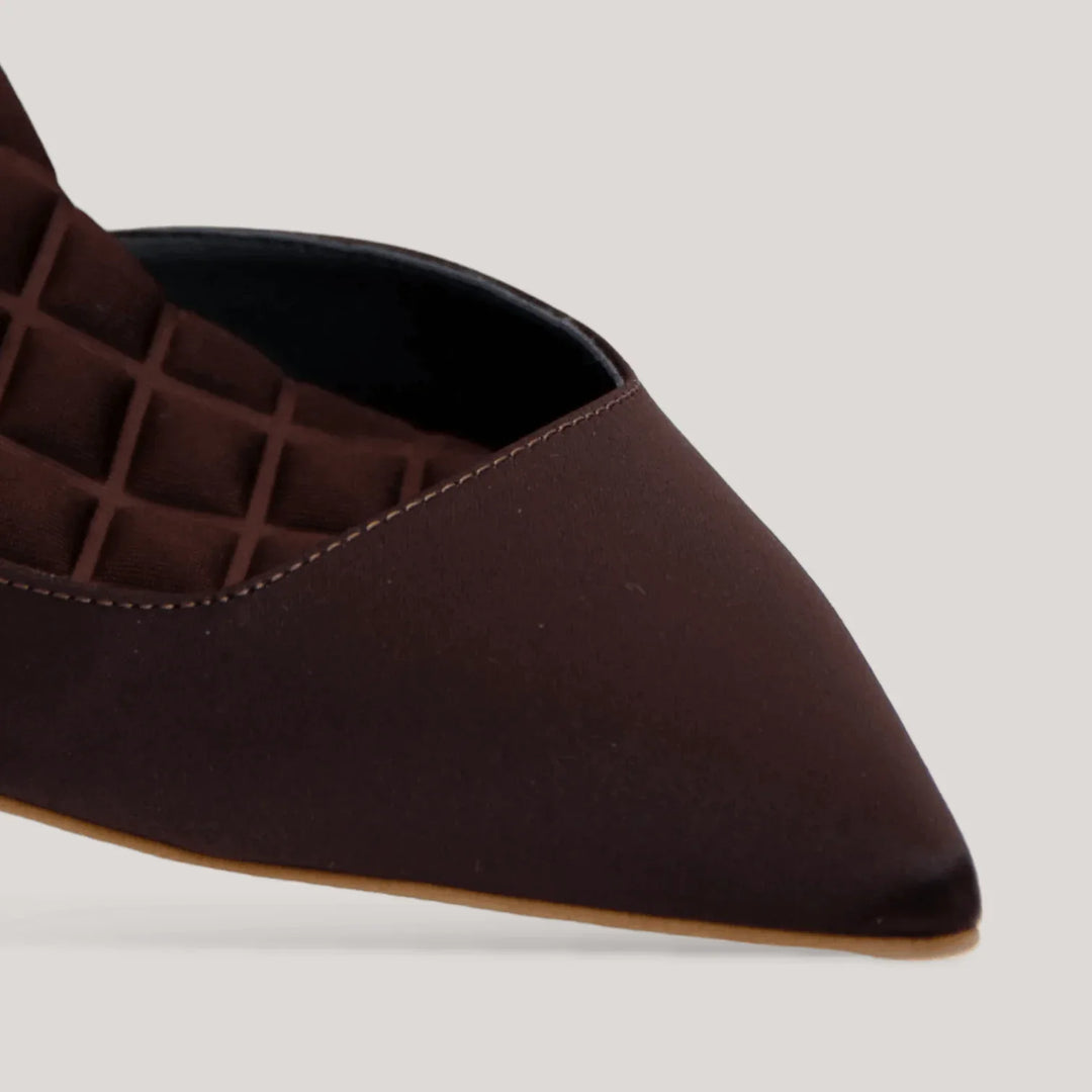 GABRIELLA | Brown - Satin Slingback Pumps | Women&