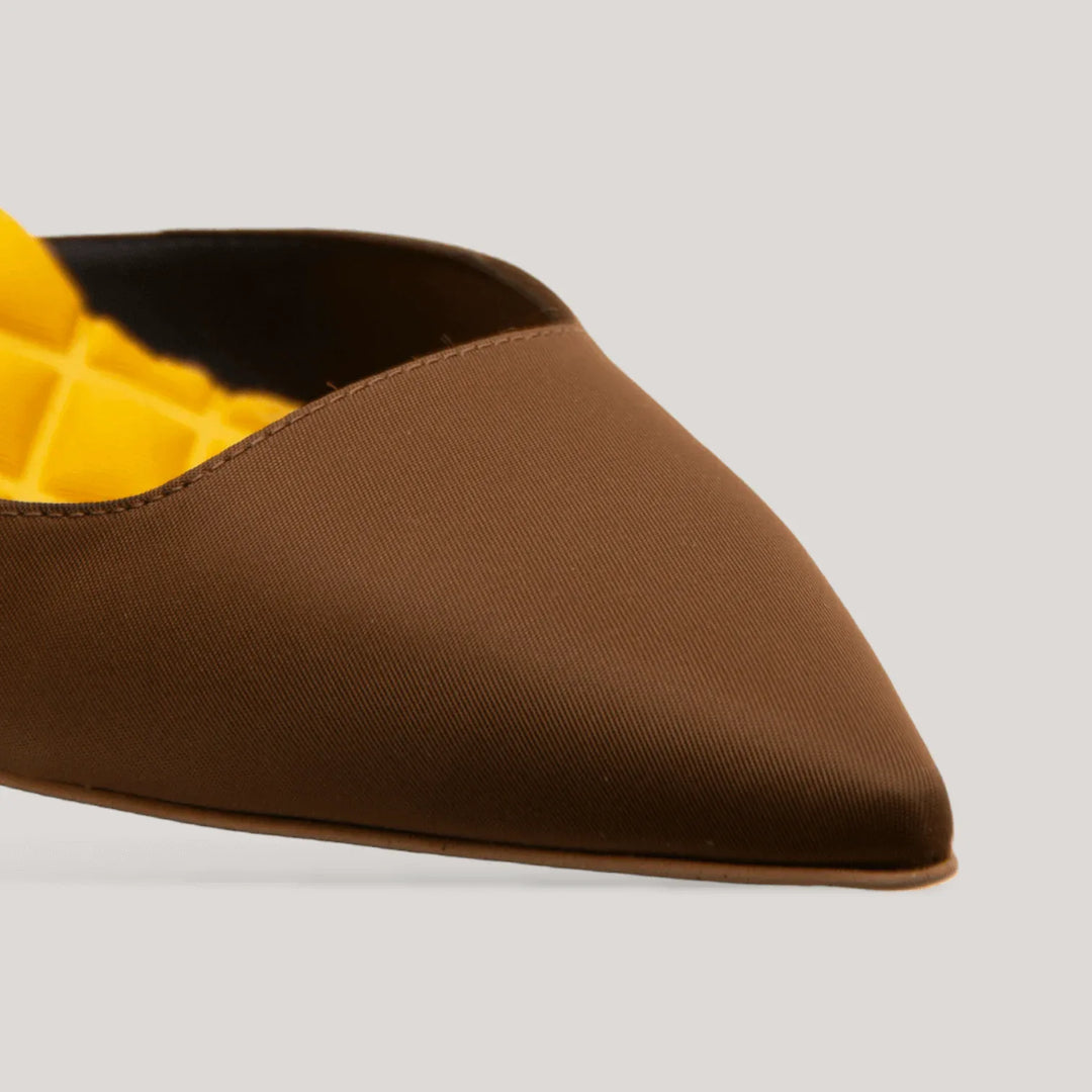 GABRIELLA | Yellow - Brown Satin Slingback Pumps | women&