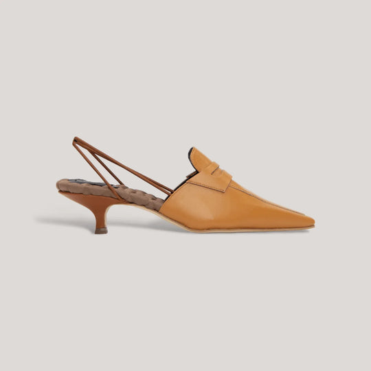 GRACE | Tan Slingback Penny Loafer | Vegan Women&