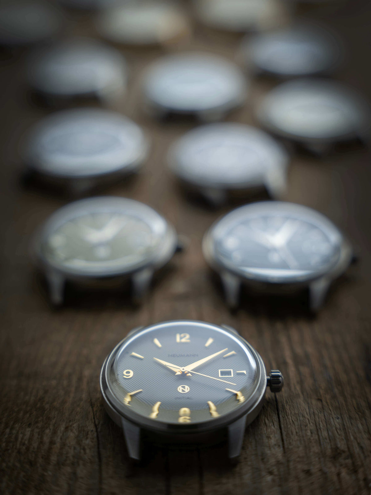 Neumann Initial Nº1 watches showing different dial colours