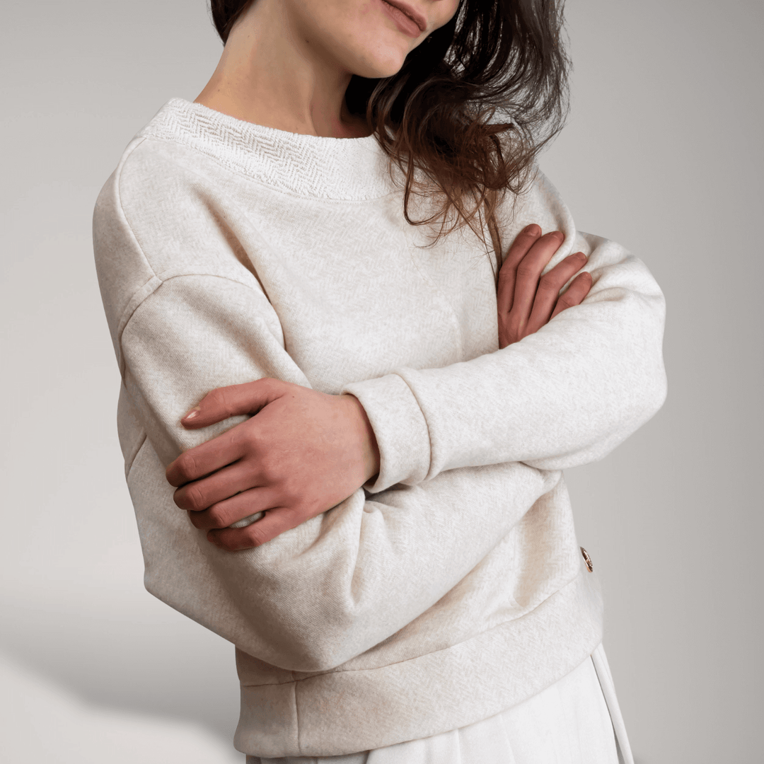 Dolman Sleeve Thick French Terry Sweater | Alabaster | Women's Clothing | ALLTRUEIST By Maryna | ALLTRUEIST