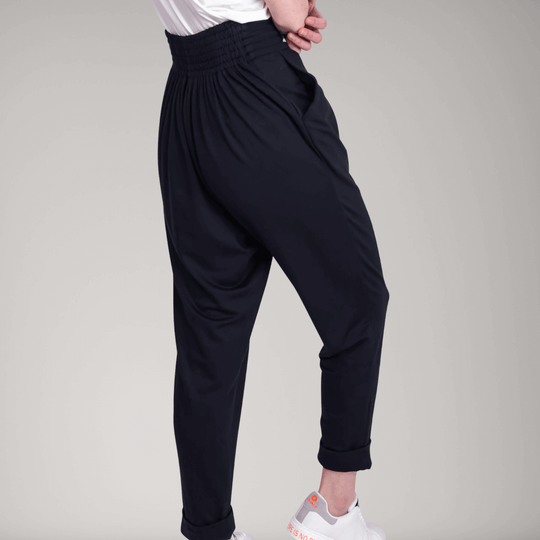 Pleated Fine French Terry Tapered Track Pants | Obsidian | Women's Clothing | ALLTRUEIST By Maryna | ALLTRUEIST