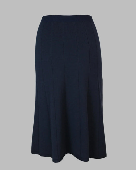MONICA Midi Flared Skirt in navy, made-to-order with sustainable Lenzing Viscose by Maison Alltrueist, perfect for any occasion.