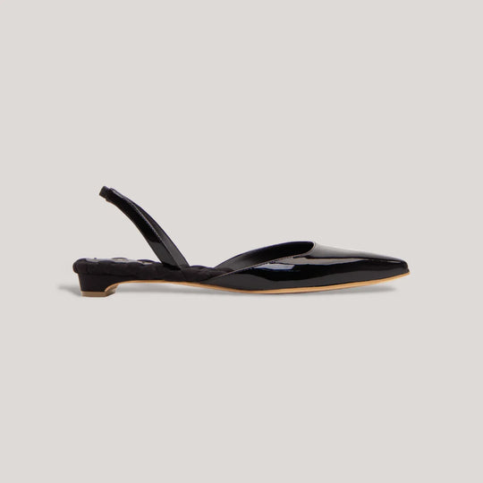 JACKIE | Black Vegan Patent Slingback Flats | women&