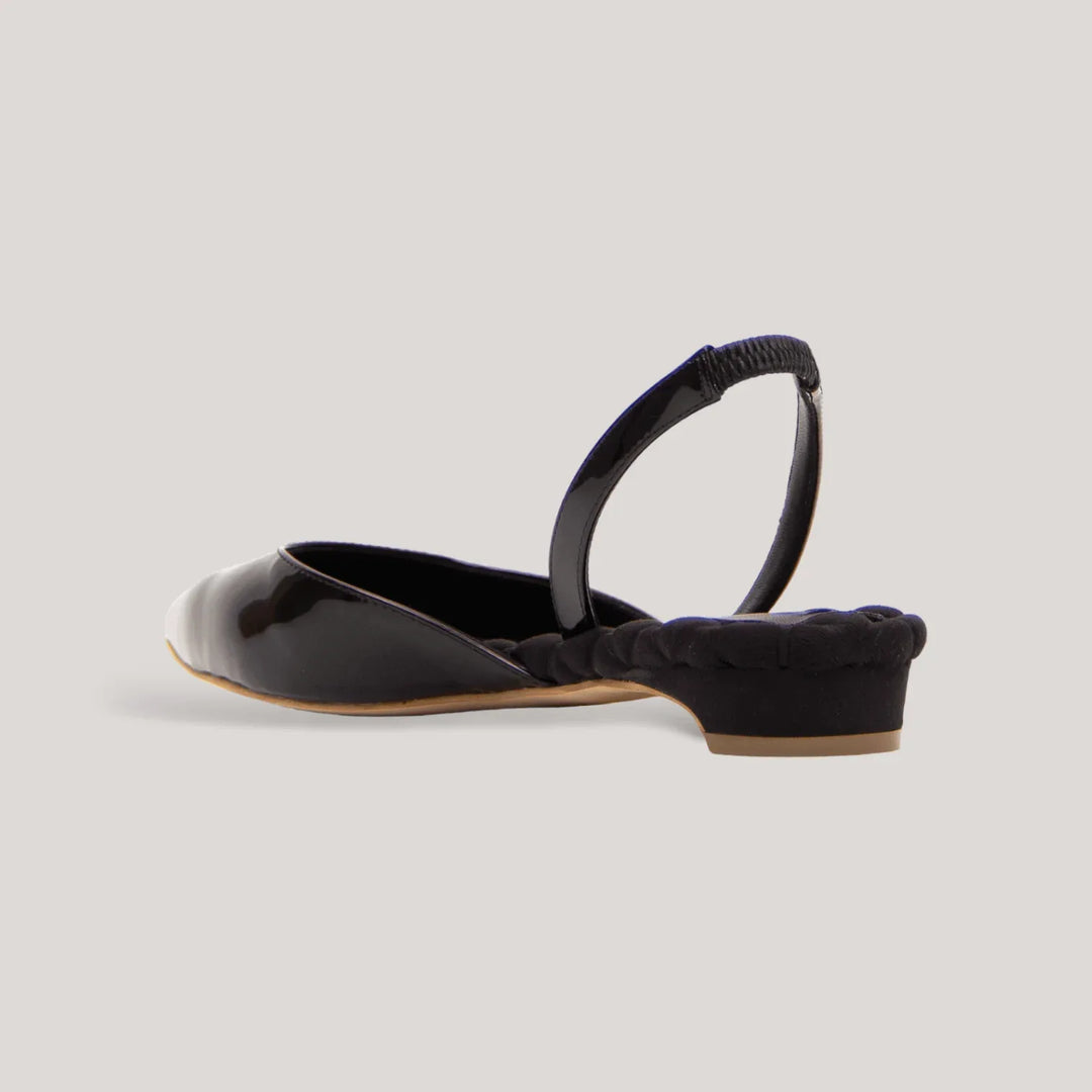 JACKIE | Black Vegan Patent Slingback Flats | women&