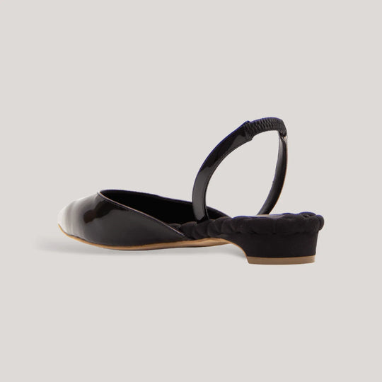 JACKIE | Black Vegan Patent Slingback Flats | women&