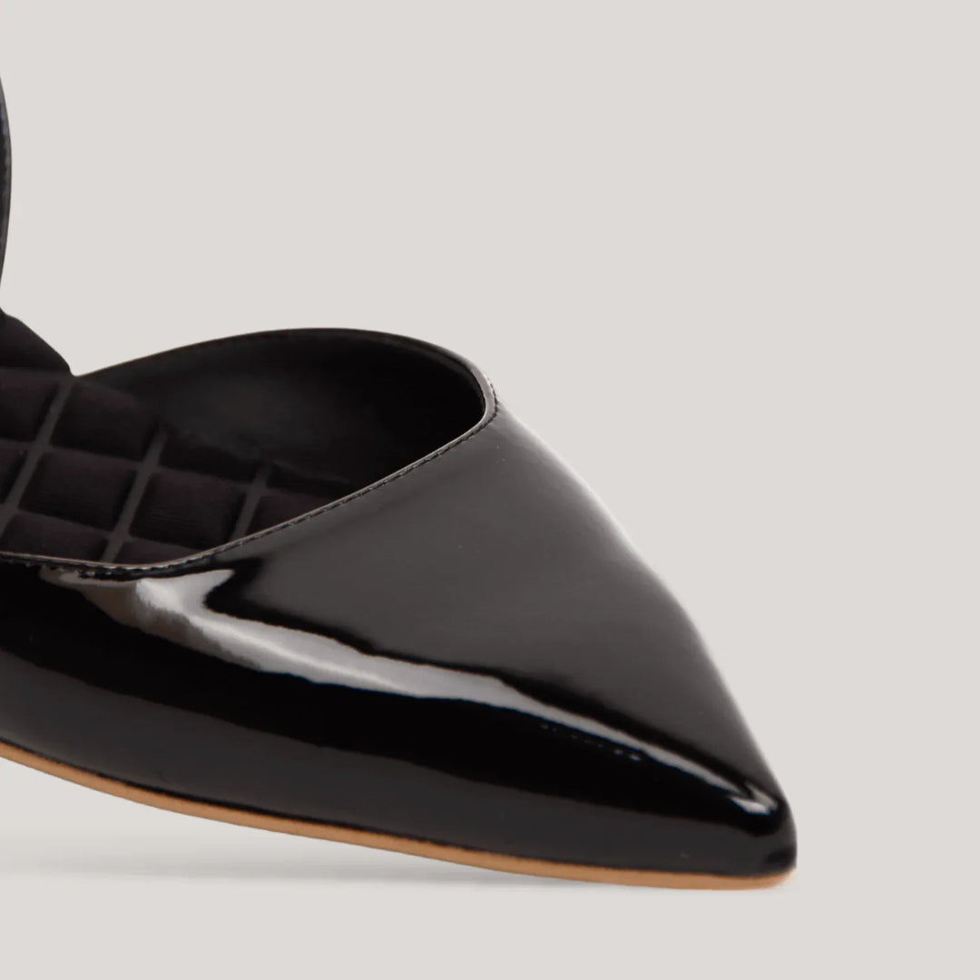 JACKIE | Black Vegan Patent Slingback Flats | women&