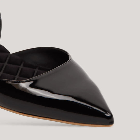 JACKIE | Black Vegan Patent Slingback Flats | women&