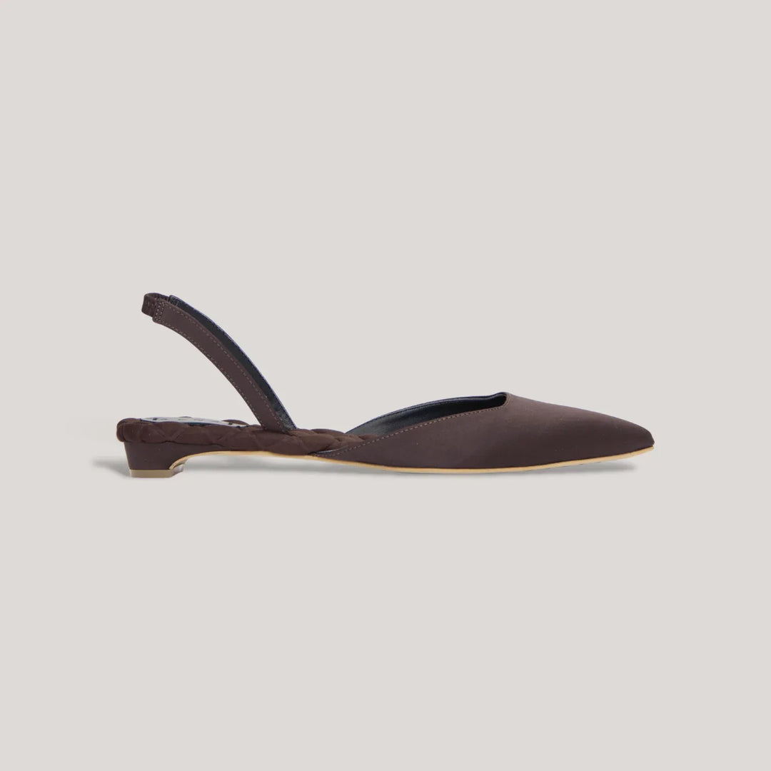 JACKIE | Brown Satin Slingback Flats | Women's Shoes | AERA | ALLTRUEIST