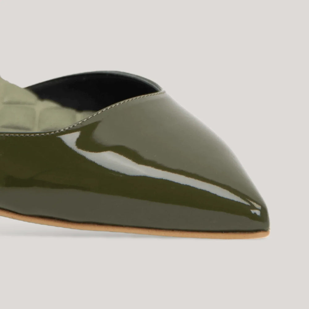 JACKIE | Green Vegan Patent Slingback Flats | Vegan Women's Shoes | AERA | ALLTRUEIST