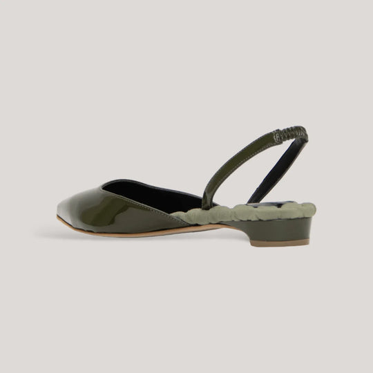 JACKIE | Green Vegan Patent Slingback Flats | Vegan Women&