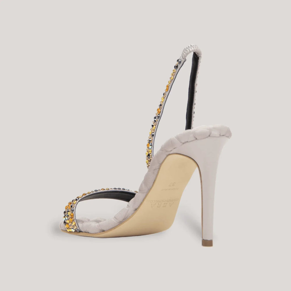 LIZA | Grey - Multicolor Crystal Satin Sandals | Vegan Women's Shoes | AERA | ALLTRUEIST