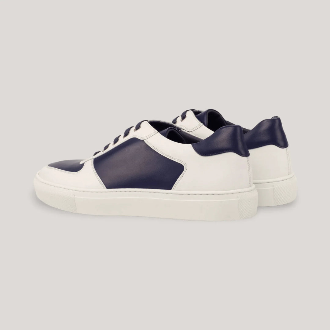 AVENIR | Low Top Trainer - Navy Blue &amp; White | Men&