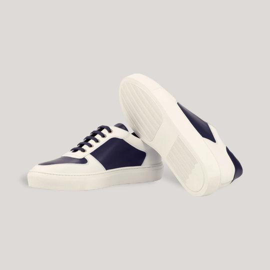 AVENIR | Low Top Trainer - Navy Blue &amp; White | Men&
